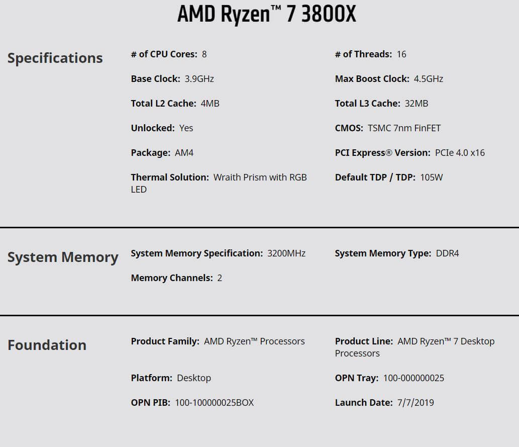 3800x Spec