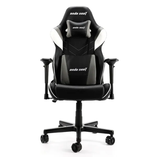 AndaSeat Assassin Black/White/Grey V2 - Full PVC Leather 4D Armrest Gaming Chair