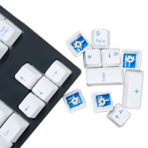 Tai-Hao Double Shot ABS White/Blue Text - Full 104 Keys