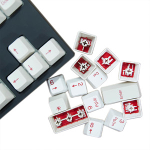 Tai-Hao Double Shot ABS White/Red Text - Full 104 Keys