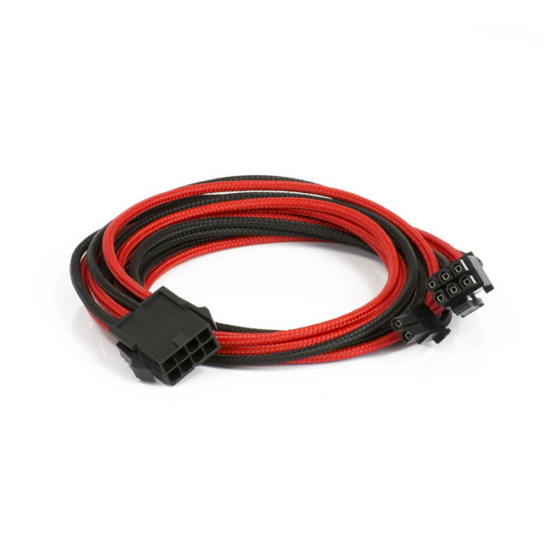 Phanteks PCI-E 8-Pin To 6+2-Pin Extension 500mm – Black/Red Sleeved Cable