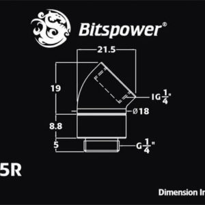 Bitspower G1/4'' Deluxe White Rotary 45-Degree IG1/4'' Extender