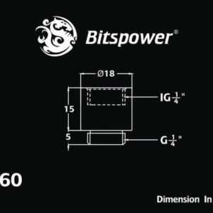 bitspower g14 matt black ig14 extender 15mm Bitspower G1/4'' Matt Black IG1/4'' Extender-15MM