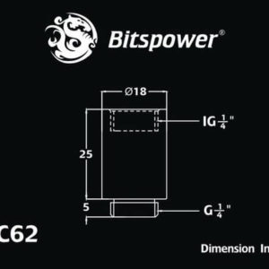 Bitspower G1/4'' Matt Black IG1/4'' Extender-25MM