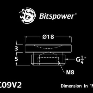 Bitspower G1/4'' Matt Black Low-Profile Stop Fitting V2