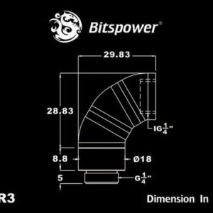 bitspower g14 matt black triple rotary 90 degree ig14 extender 2 Bitspower G1/4'' Matt Black Triple Rotary 90-Degree IG1/4'' Extender