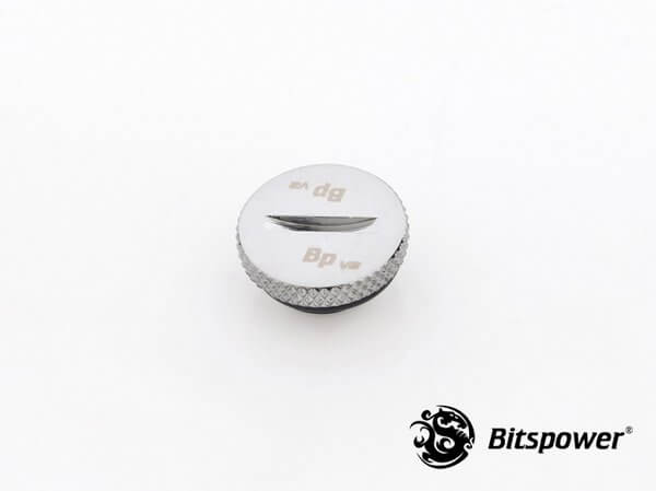 Bitspower G1/4” Silver Shining Low-Profile Stop Fitting V2