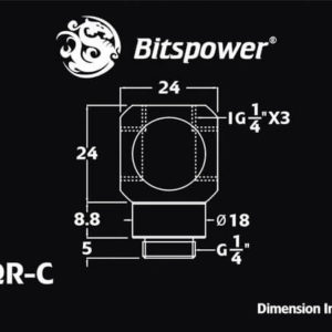 Bitspower G1/4'' Silver Shining Q Plus-Rotary IG1/4''X3 Extender