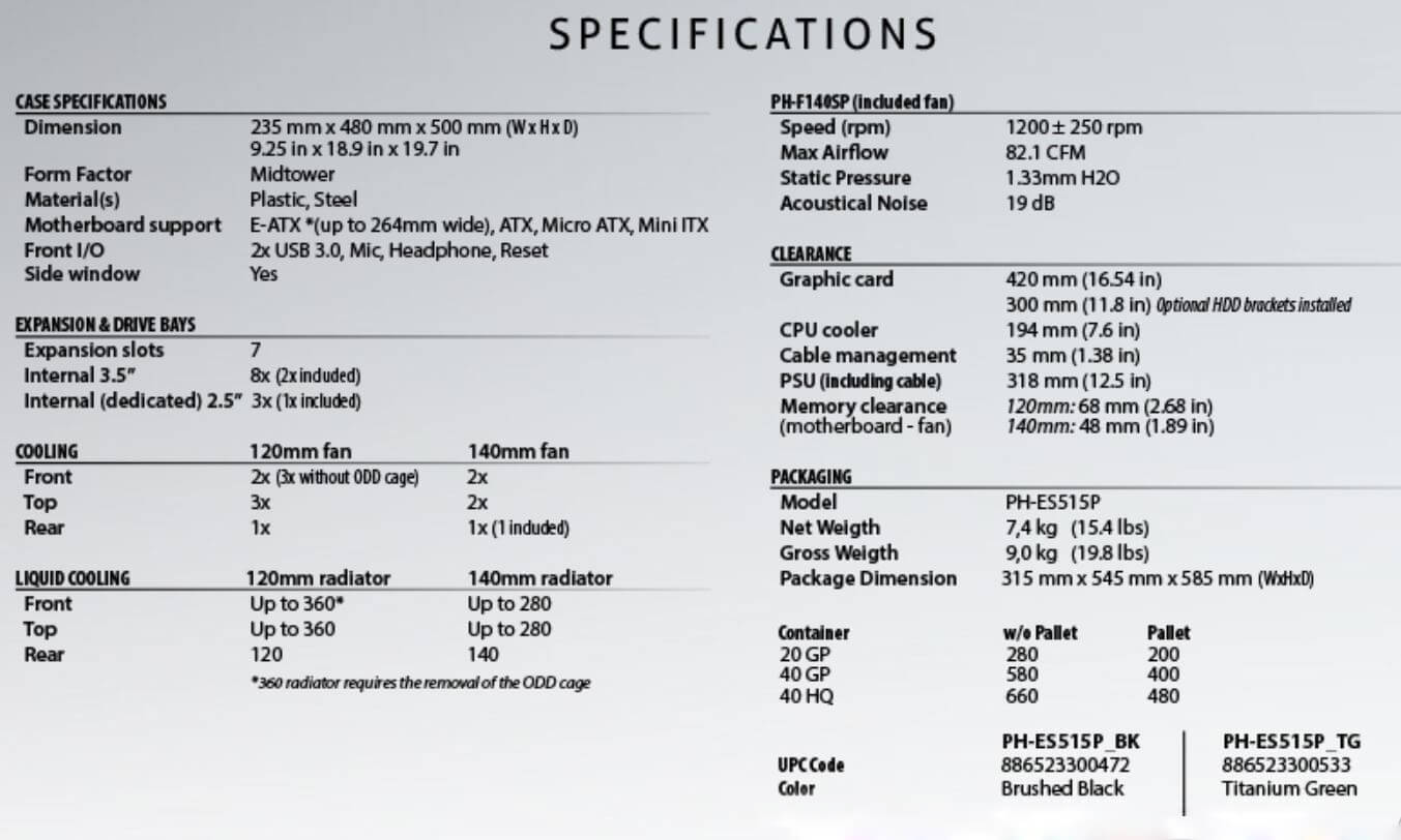 Phanteks Enthoo Pro M Titanium Green - Mid Tower Case