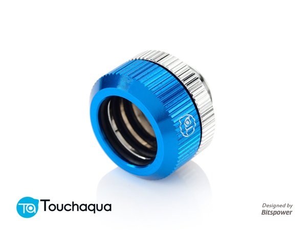Touchaqua Dual O-Ring G1/4″ Tighten Fitting For Hard Tubing OD14MM (Blue)