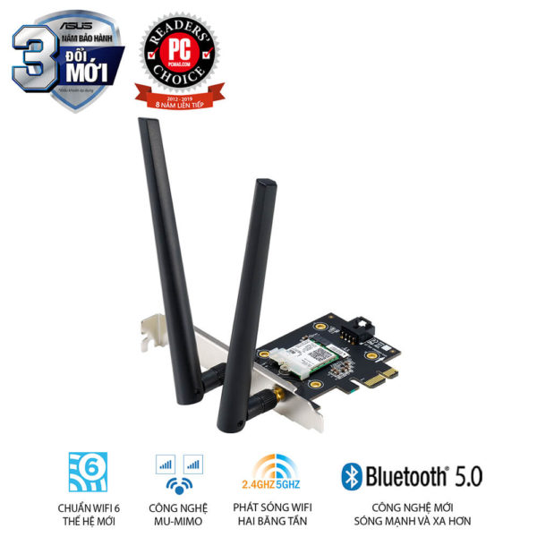 Tray – ASUS PCE-AX3000 Chuẩn AX3000 Wifi 6, Hỗ Trợ Bluetooth 5.0, 2 Băng Tần