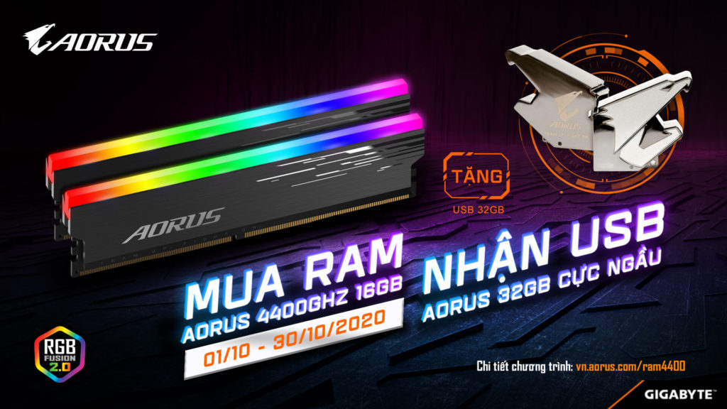 MUA RAM AORUS 4400MHz 16GB NHAN USB AORUS 32GB CUC NGAU Mua Ram Aorus 4400mhz 16gb, NhẬn Usb Aorus 32gb CỰc NgẦu