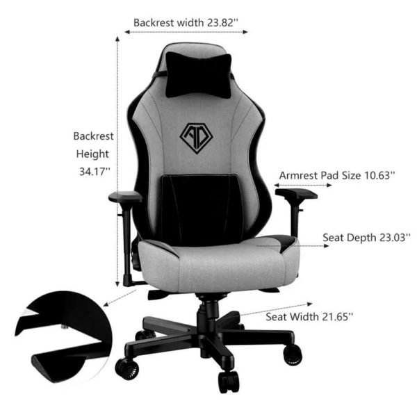 Andaseat T Pro 2 Smooth Line Fabric Gaming Chair Grey Spec Andaseat T Pro 2 Smooth Line Fabric Gaming Chair (grey) Spec