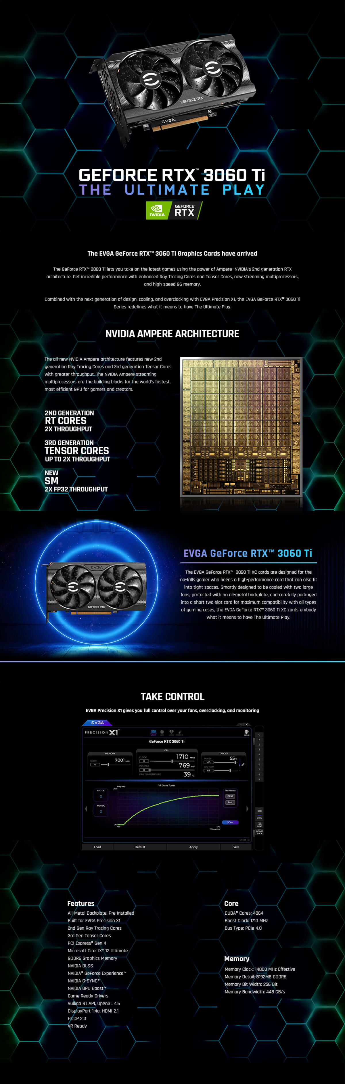 EVGA GeForce RTX 3060Ti XC GAMING 8GB GDDR6 (LHR)