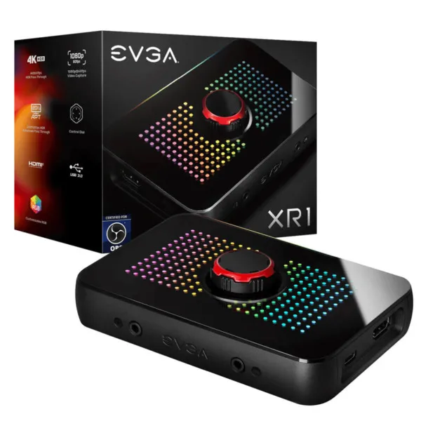 EVGA XR1 Capture Device - Certified for OBS - USB 3.0 - 4K Pass Through - ARGB - Audio Mixer