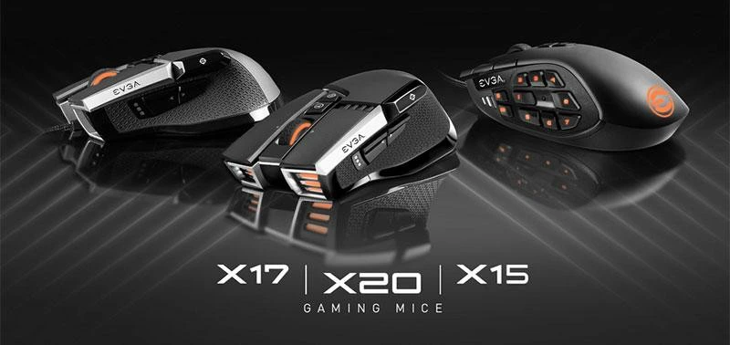 EVGA X17 Gaming Mouse - Wired - Black - Customizable - 16,000 DPI - 5 Profiles - 10 Buttons - Ergonomic
