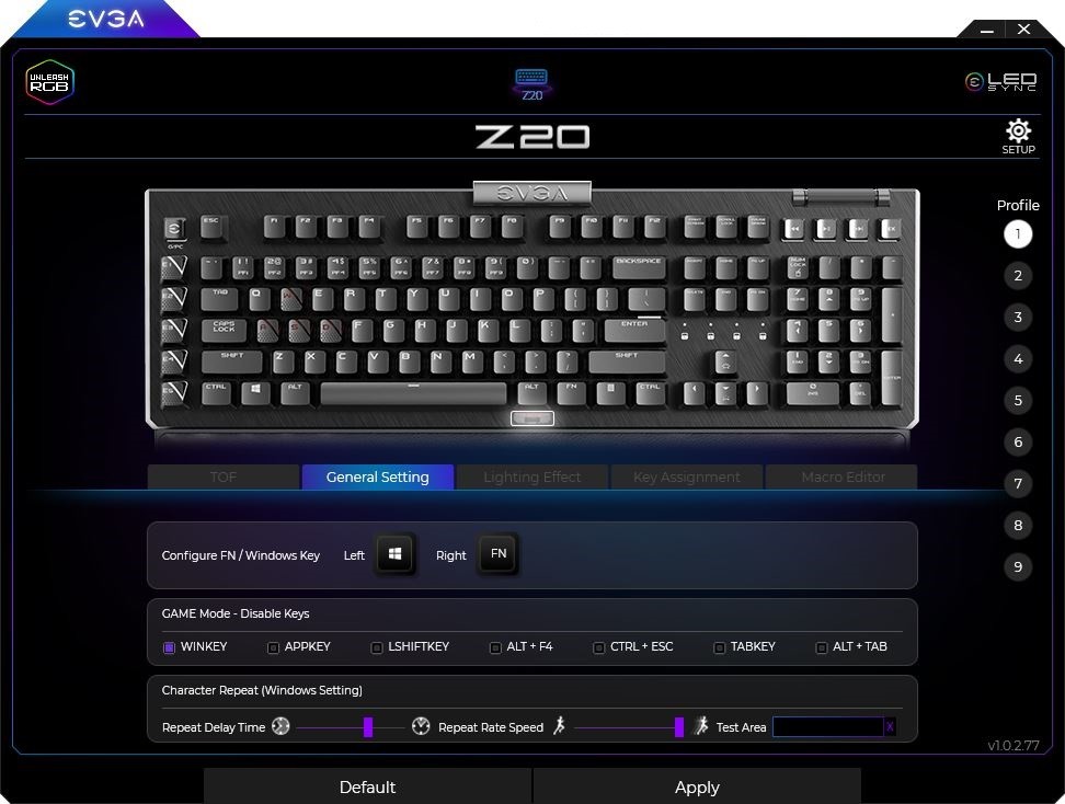 EVGA Z20 - RGB Optical Mechanical Gaming Keyboard - RGB Backlit LED - Optical Mechanical Switches (Linear)