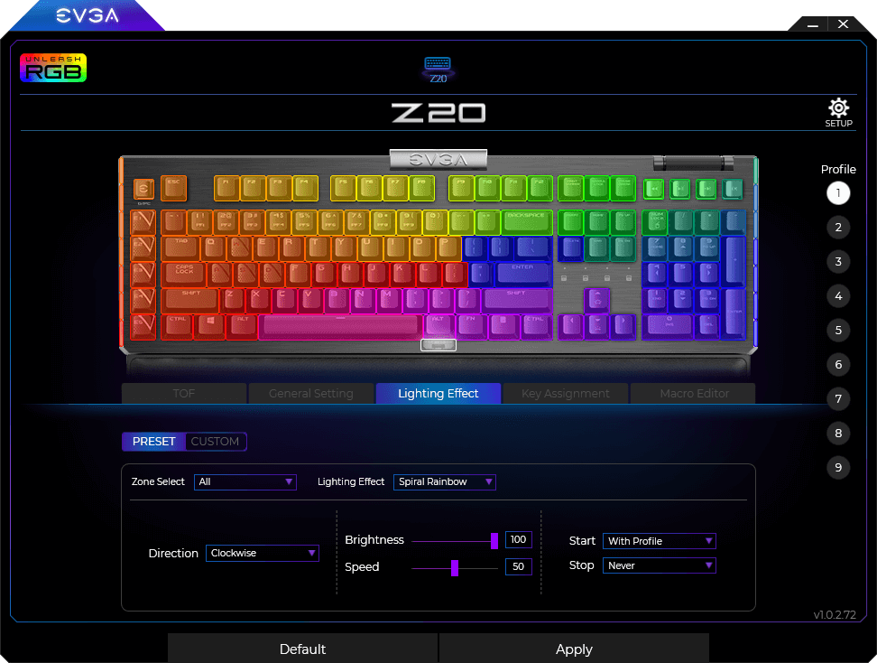 EVGA Z20 - RGB Optical Mechanical Gaming Keyboard - RGB Backlit LED - Optical Mechanical Switches (Linear)