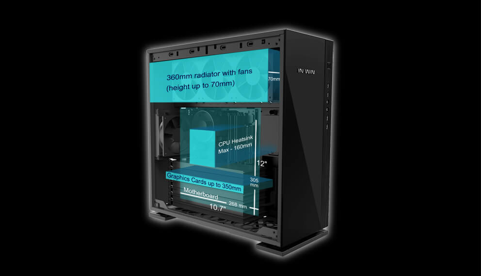 In-Win 305 Black - Full Side Tempered Glass Mid-Tower Case
