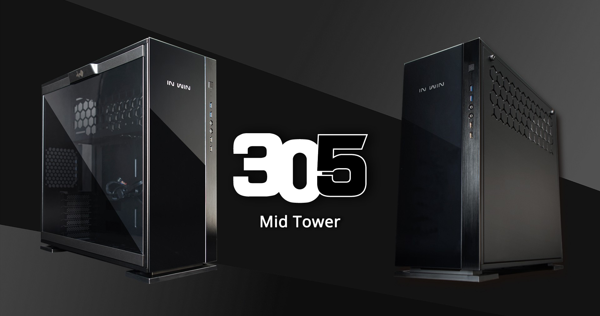 In-Win 305 Black - Full Side Tempered Glass Mid-Tower Case