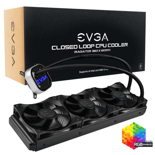 EVGA CLC 360mm All-In-One RGB LED CPU Liquid Cooler - 3x FX12 120mm PWM Fans