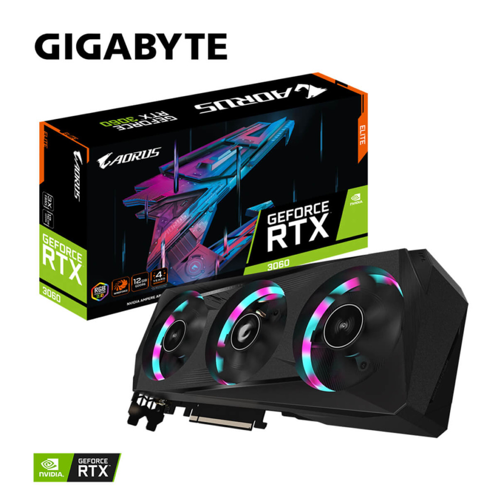 AORUS GeForce RTX™ 3060 ELITE 12G 12GB GDDR6 LHR H1 AORUS GeForce RTX™ 3060 ELITE 12G - 12GB GDDR6 V2