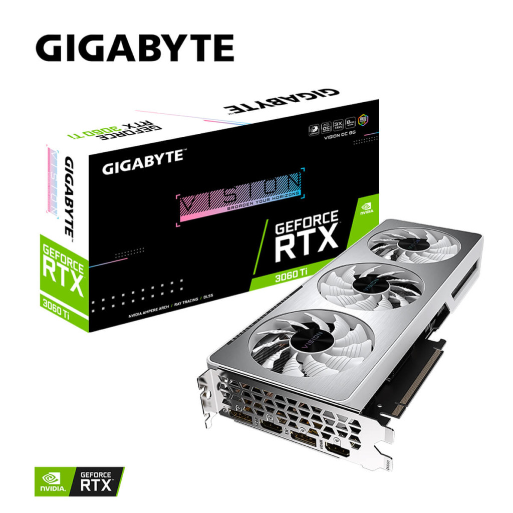 Gigabyte GeForce RTX™ 3060 Ti VISION OC 8G 8GB GDDR6 LHR H1 Gigabyte GeForce RTX™ 3060Ti VISION OC 8G - 8GB GDDR6 V2