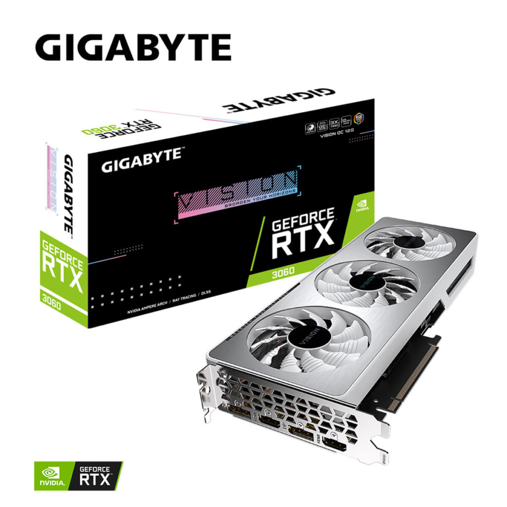 Gigabyte GeForce RTX™ 3060 VISION OC 12G 12GB GDDR6 LHR H1 Gigabyte GeForce RTX™ 3060 VISION OC 12G - 12GB GDDR6 V2