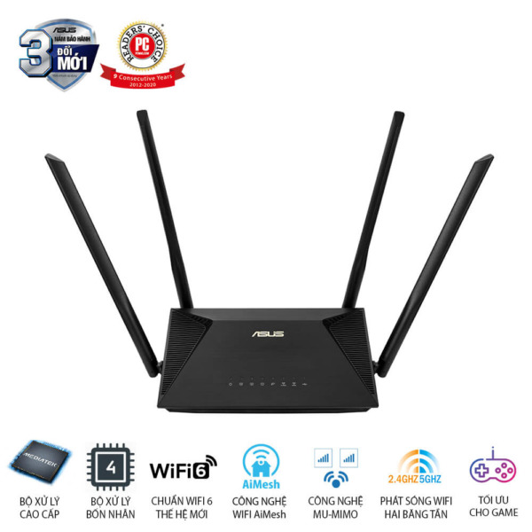 Asus RT-AX53U – Wifi AX1800 2 băng tần | Wifi 6 (802.11ax) | MU-MIMO | Router WiFi có thể mở rộng