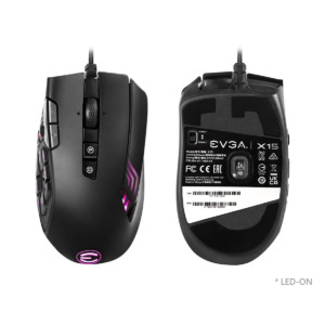 EVGA X15 MMO Gaming Mouse H4 EVGA X15 MMO Gaming Mouse - 8k - Wired - Black - Customizable - 16,000 DPI - 5 Profiles - 20 Buttons - Ergonomic