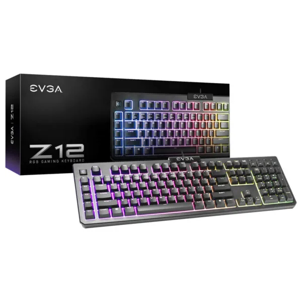 EVGA Z12 - RGB Gaming Keyboard - RGB Backlit LED - 5 Programmable Macro Keys - Dedicated Media Keys - Water Resistant