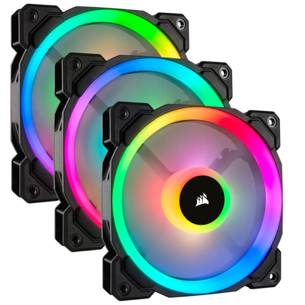 Corsair LL120 RGB 120mm Dual Light Loop RGB LED PWM Fan – 3 Fan Pack with Lighting Node PRO
