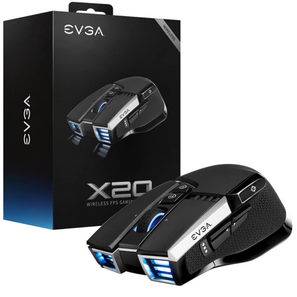 EVGA X20 Gaming Mouse - Wireless - Black - Customizable - 16,000 DPI - 5 Profiles - 10 Buttons - Ergonomic