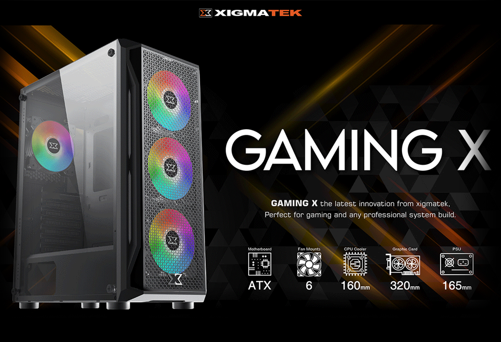 MT X H1 1600 XIGMATEK Gaming X - ATX - Mid Tower (Không Fan)