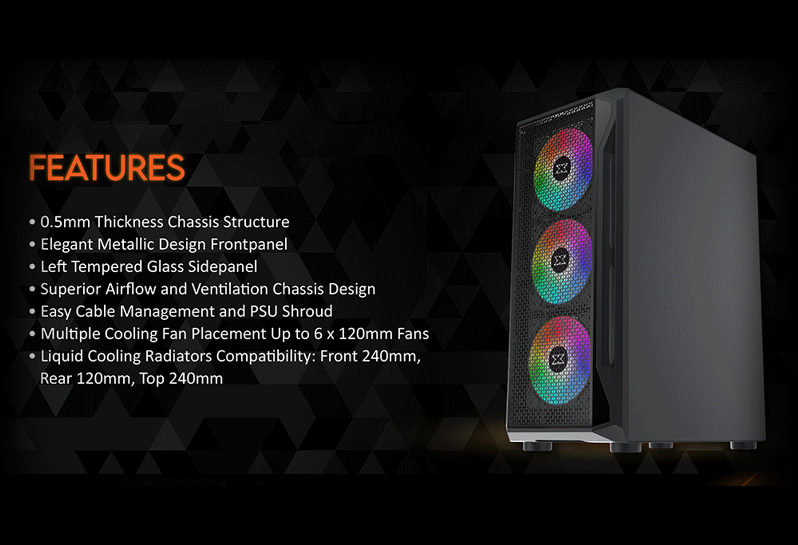 MT X H2 1600 XIGMATEK Gaming X - ATX - Mid Tower (Không Fan)