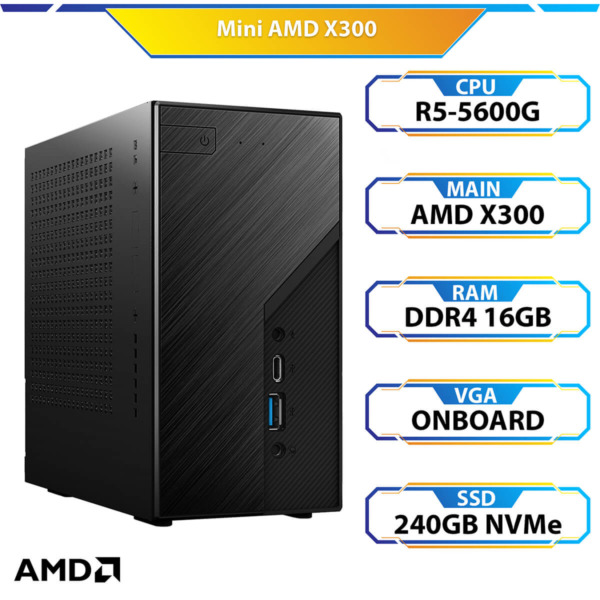 Mini AMD X300 (R5-5600G, 16GB DDR4, Radeon™ Graphics, SSD 240GB)