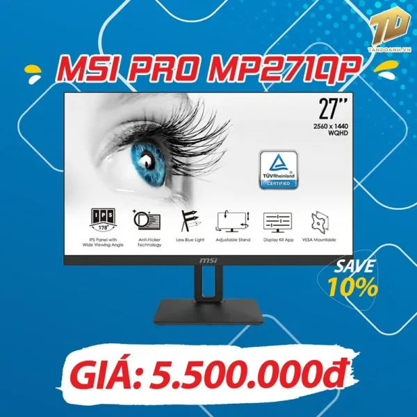 MSI PRO MP271QP - 27 inch WQHD IPS / 60Hz / 5ms / Speaker