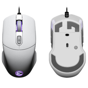 EVGA X12 Gaming Mouse Wired White H5 EVGA X12 Gaming Mouse - 8K - Wired - White - Customizable - Dual Sensor - 16,000 DPI - 5 Profiles - 8 Buttons - Ambidextrous Light Weight - RGB