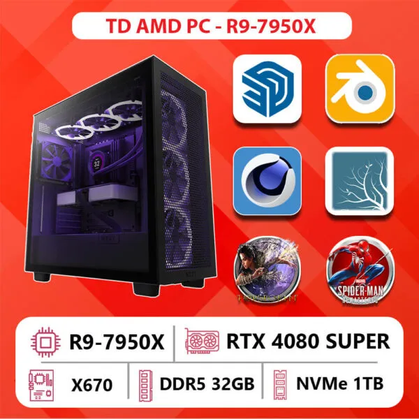 TD AMD PC (R9-7950X, X670E, 32GB DDR5, 4080 SUPER, SSD 1TB)