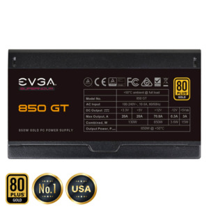 EVGA SuperNOVA 850 GT - 80+ GOLD 850W - Fully Modular - Eco Mode - 100% Japan Capacitors