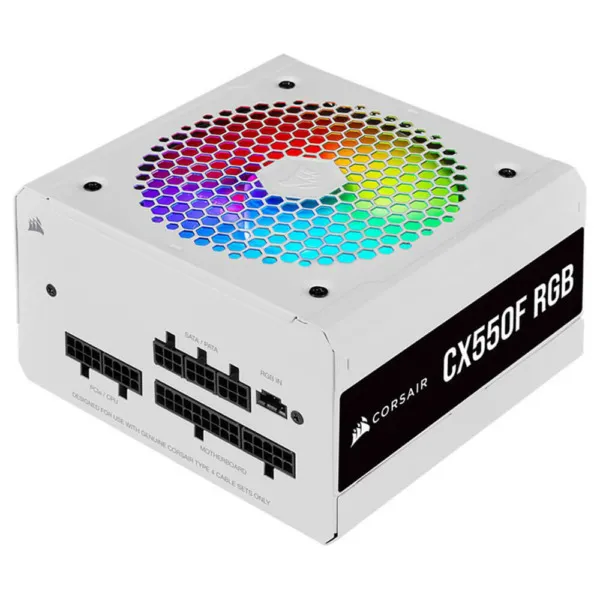 Corsair CX Series CX550F RGB White - 550 Watt 80 Plus Bronze Certified Fully Modular RGB White PSU