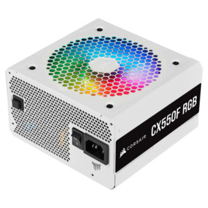 Corsair CX Series™ CX550F RGB White H03 Corsair CX Series CX550F RGB White - 550 Watt 80 Plus Bronze Certified Fully Modular RGB White PSU