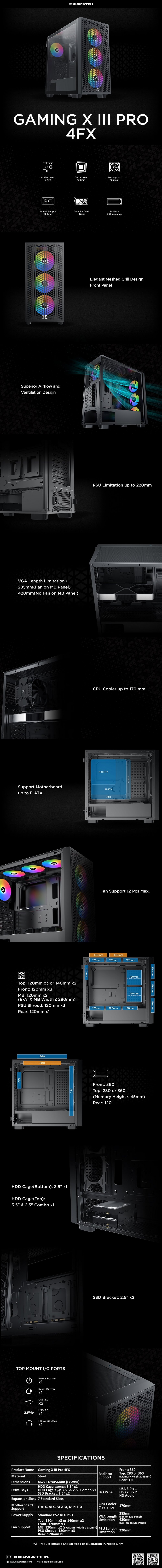 XIGMATEK GAMING X III PRO 4FX - Mid Tower Case (4x Fan)