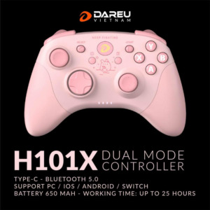 DAREU H101X Pink - Dual Mode (Type-C, Bluetooth) Wireless GamePad
