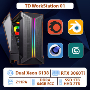TD Workstation 04 (Dual Xeon 6138, Z11PA, Ram 128GB ECC, RTX 3070ti, 2 SSD 2TB)
