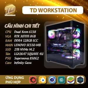 TD Workstation 04 (Dual Xeon 6138, Z11PA, Ram 128GB ECC, RTX 3070ti, 2 SSD 2TB)