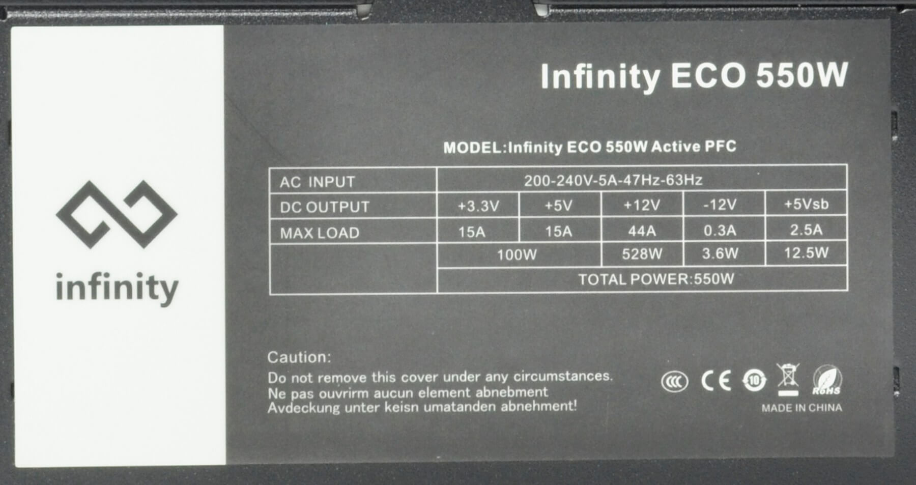 Infinity ECO 550W Single Rail – True Power