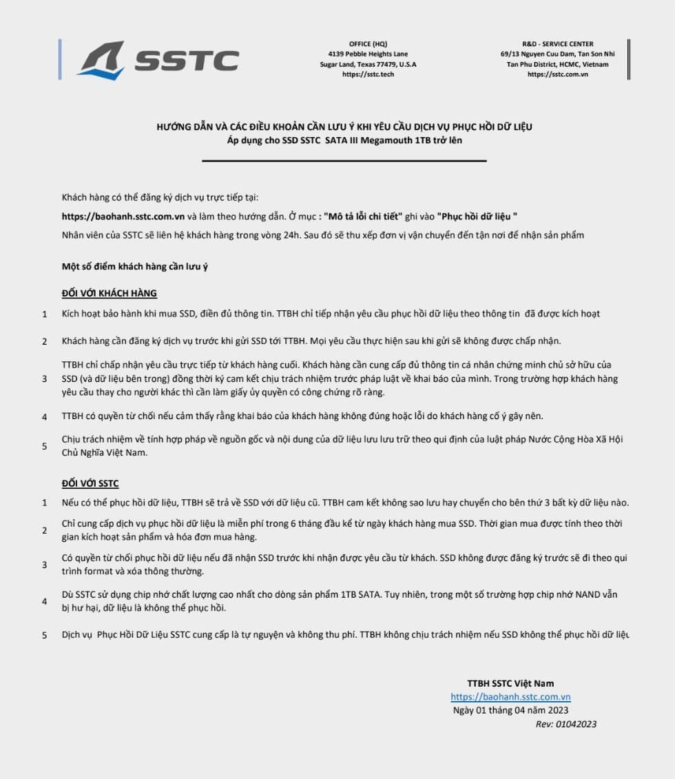 SSTC phuc hoi du lieu SSTC MEGAMOUTH 2TB - 2.5inch Sata 3 SSD