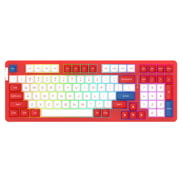 DAREU A98 PRO RED WAVE – Triple Mode | DareU DREAM Switch | RGB Gaming Wireless Keyboard