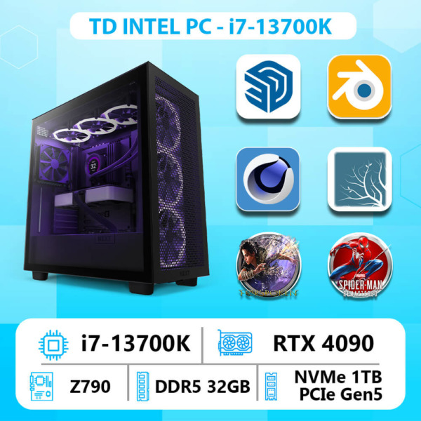 TD INTEL PC (i7-13700K, RTX 4090, Z790, 32GB DDR5, SSD 1TB)